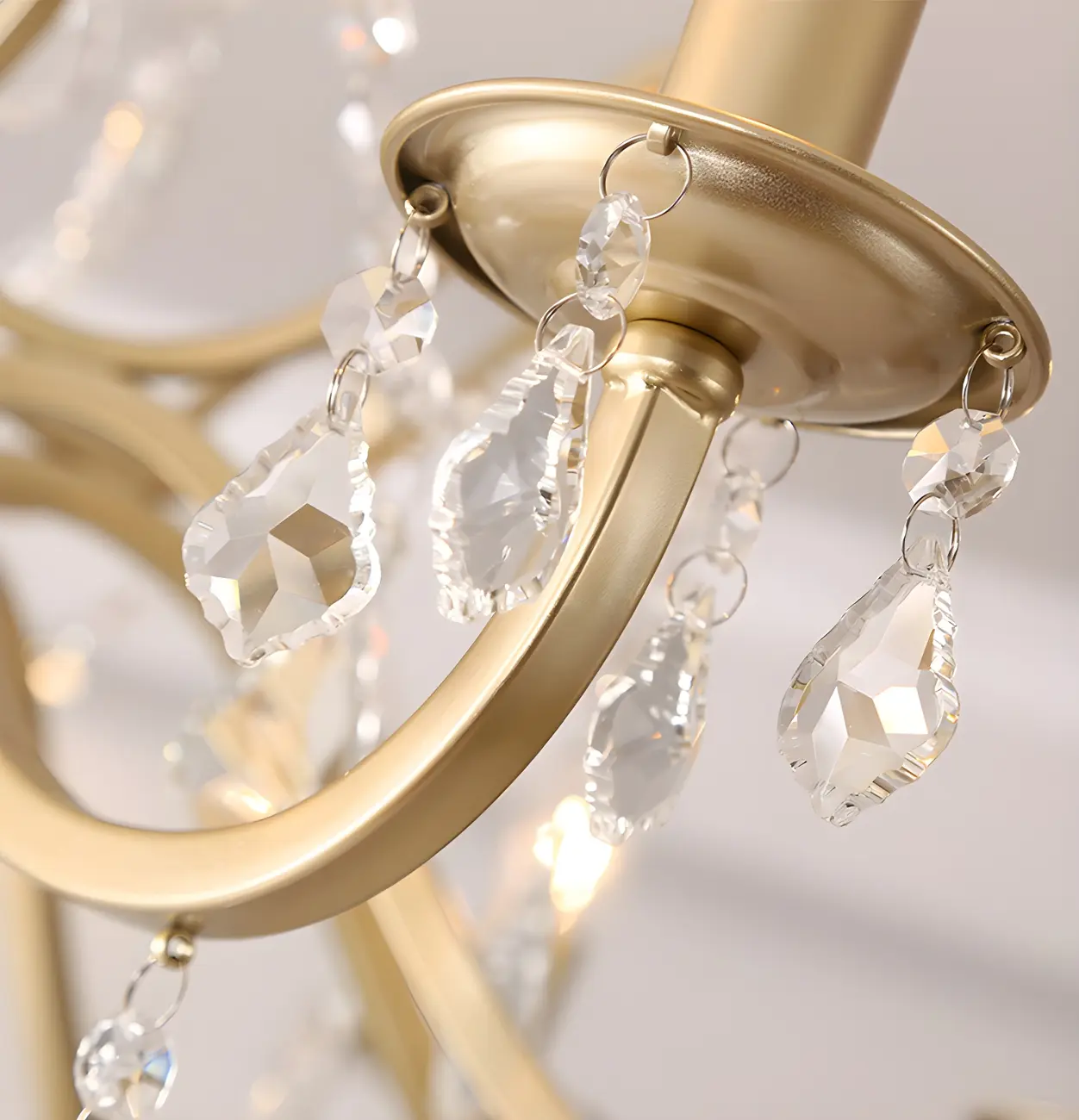Traditional Curved Gold Metal Crystal Bead Chandeliers Image - 17 | homeyfad