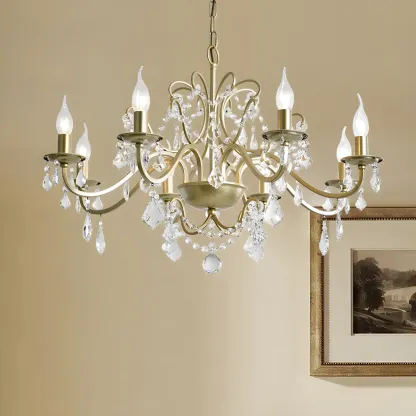 Gold Crystal Curved Metal Elegant Chandelier Light