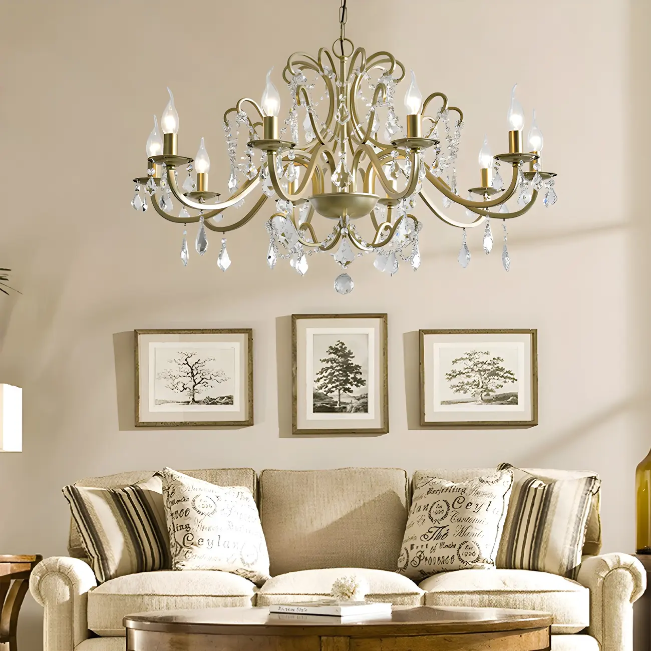 Gold Crystal Curved Metal Elegant Chandelier Light | homeyfad