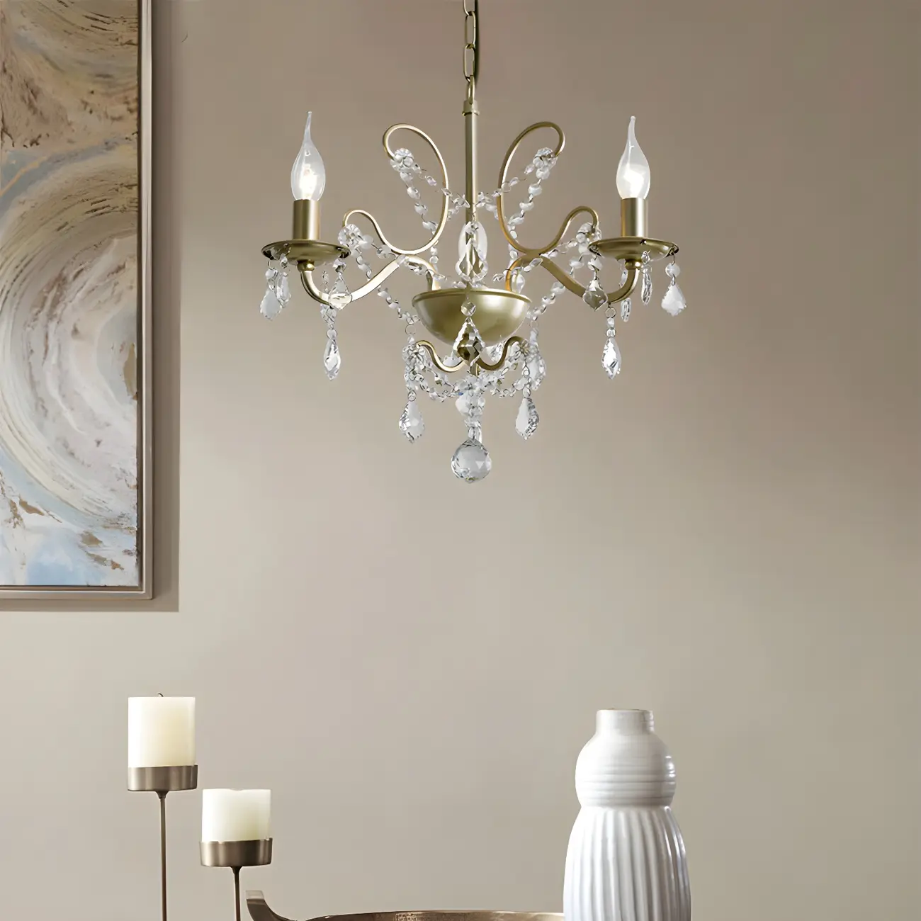 Gold Crystal Curved Metal Elegant Chandelier Light | homeyfad