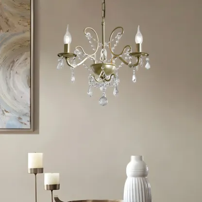 Gold Crystal Curved Metal Elegant Chandelier Light