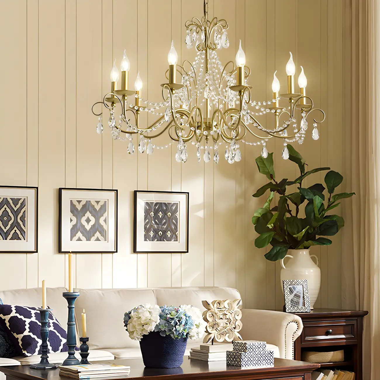 Gold Crystal Metal Elegant Classic Chandelier Light | homeyfad