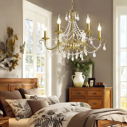 Gold Crystal Metal Elegant Classic Chandelier Light