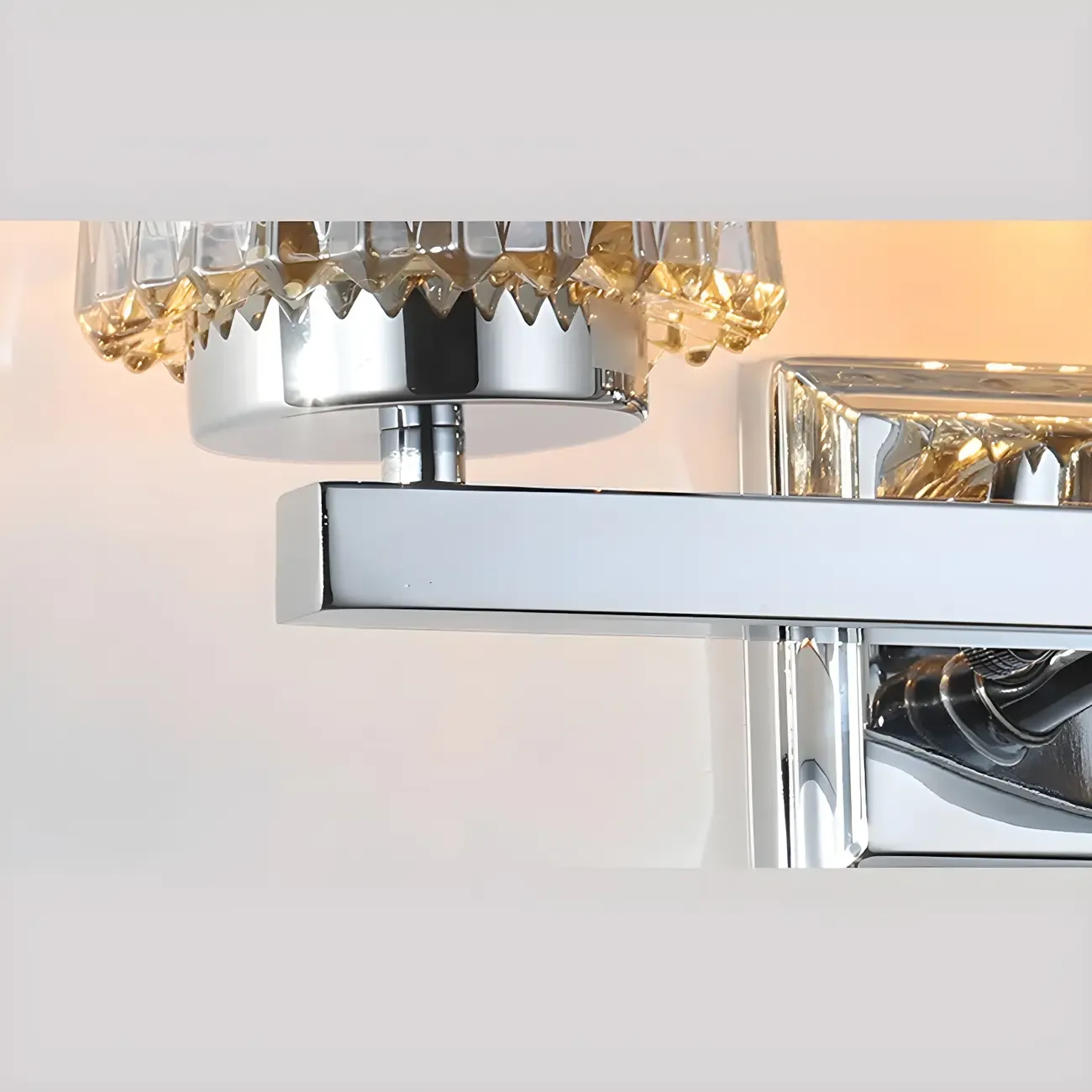 3-Light Chrome LED Vanity Light Prismatic Glass for Bathroom