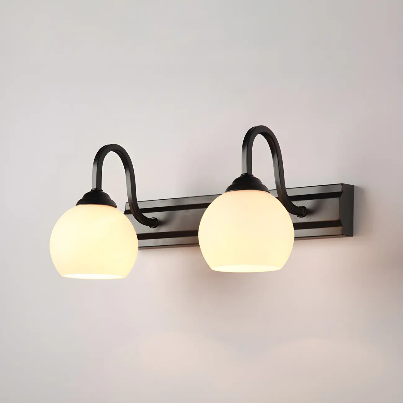 Vintage Globe Milk Glass Vanity Light for Bathroom Image - 2 | homeyfad