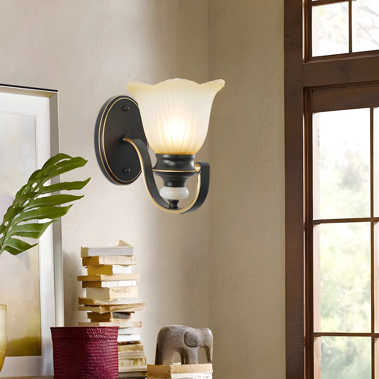 Vintage Floral Glass Vanity Sconce Light for Bathroom Image - 5 | homeyfad