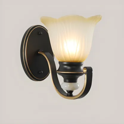 Vintage Floral Glass Vanity Sconce Light for Bathroom Image - 8
