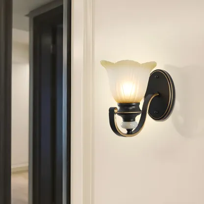 Vintage Floral Glass Vanity Sconce Light for Bathroom Image - 16