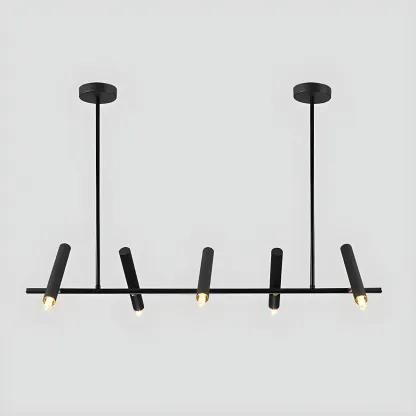 Modern Black 5/7-Light Linear Island Chandelier Light Image - 3