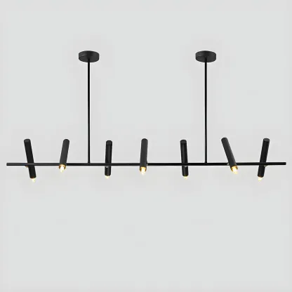 Modern Black 5/7-Light Linear Island Chandelier Light Image - 4