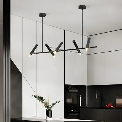 Modern Black 5/7-Light Linear Island Chandelier Light Image - 5