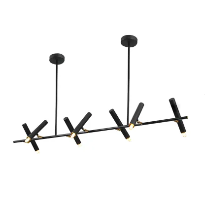 Modern Black 5/7-Light Linear Island Chandelier Light Image - 7