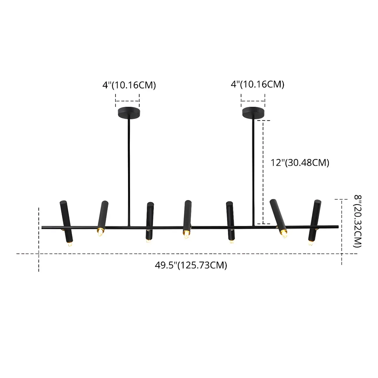 Modern Black 5/7-Light Linear Island Chandelier Light Image - 8