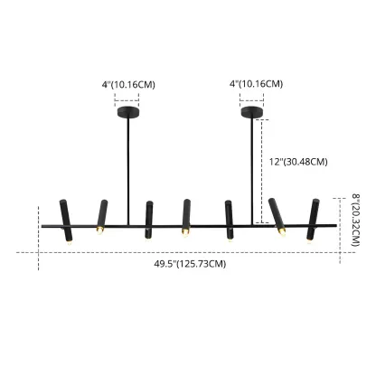 Modern Black 5/7-Light Linear Island Chandelier Light Image - 8