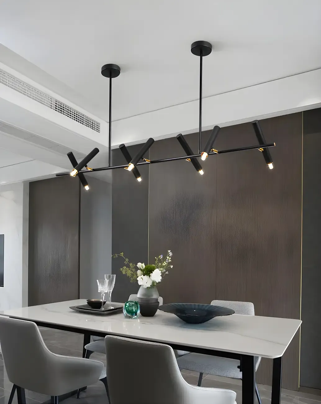 Modern Black 5/7-Light Linear Island Chandelier Light Image - 17