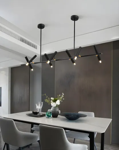 Modern Black 5/7-Light Linear Island Chandelier Light Image - 17