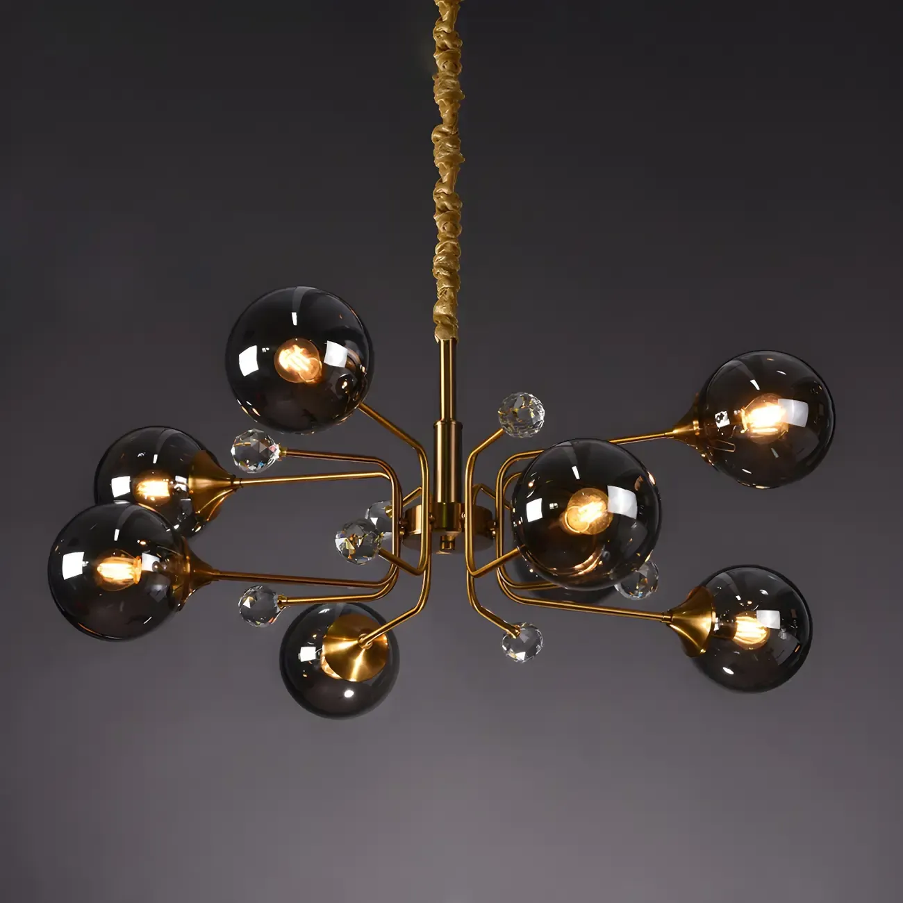 8-Light Mid-Century Modern Glass Globe Chandelier Image - 6