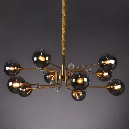 8-Light Mid-Century Modern Glass Globe Chandelier Image - 7