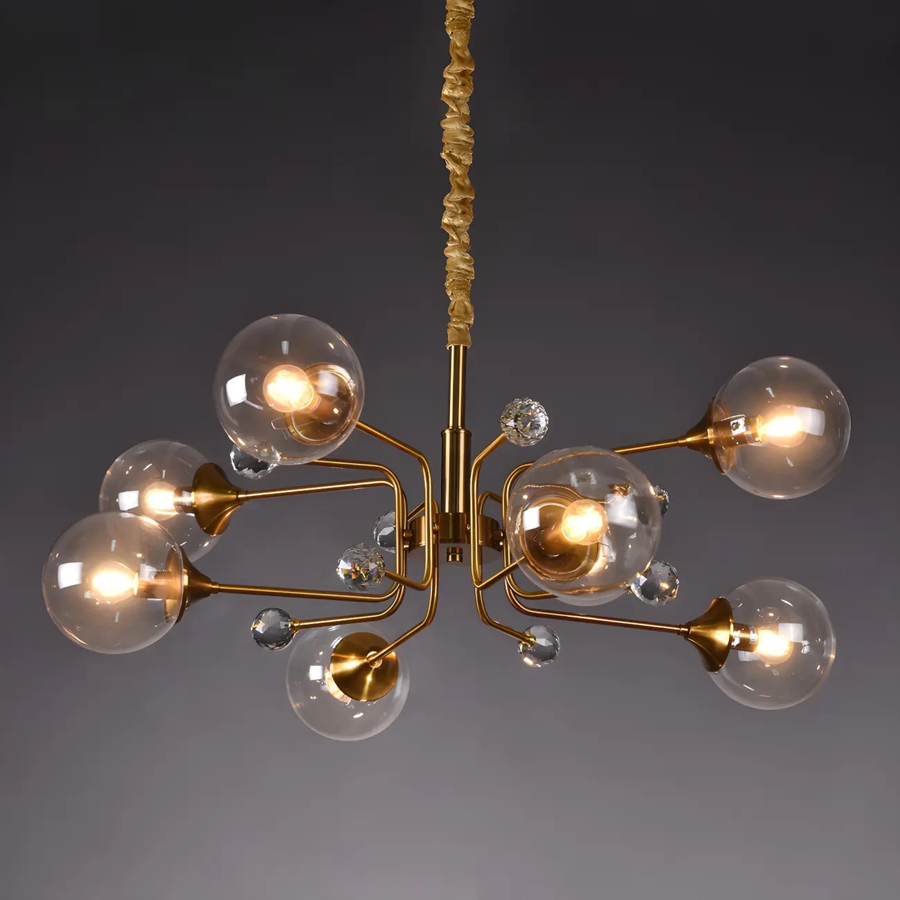 8-Light Mid-Century Modern Glass Globe Chandelier Image - 9 | homeyfad