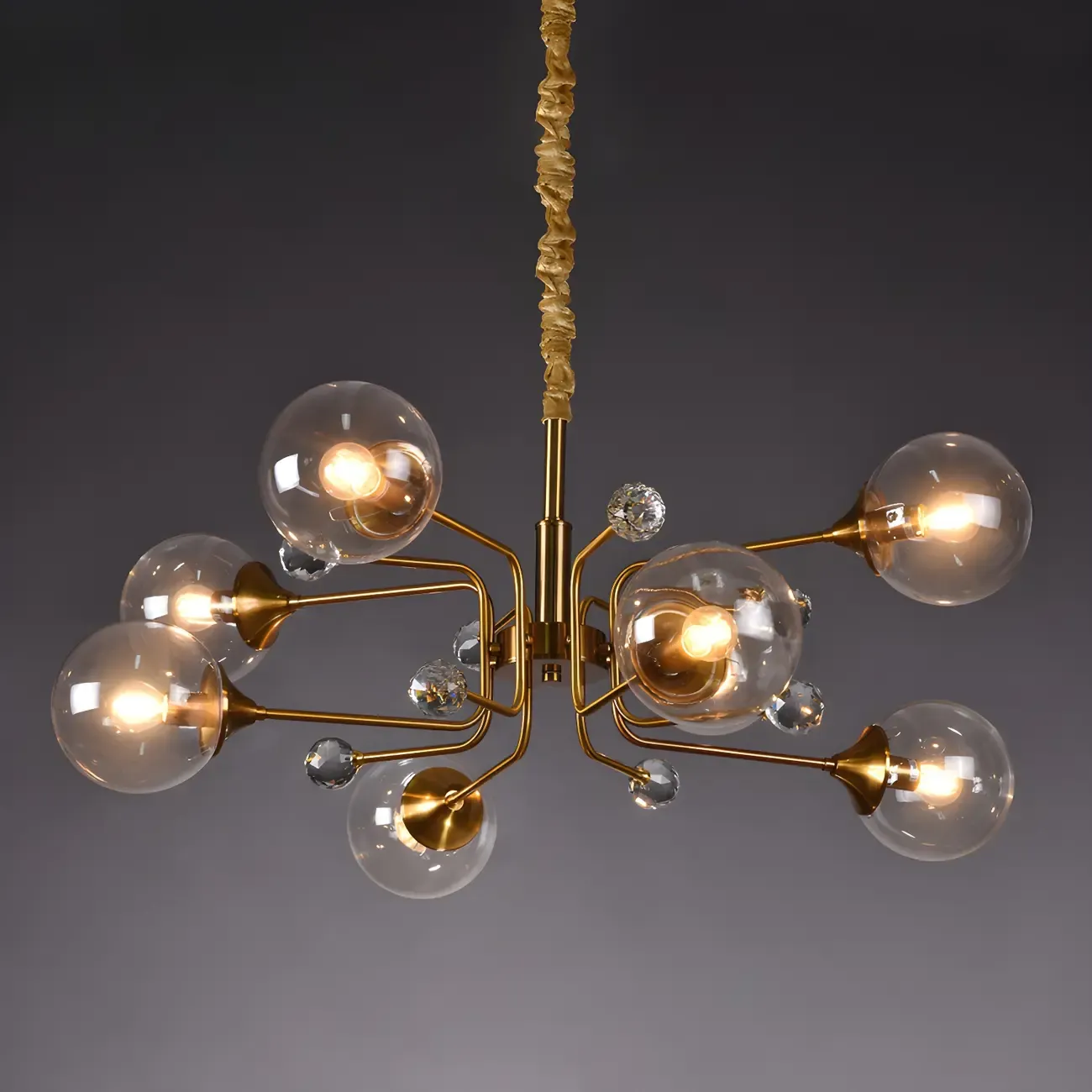 8-Light Mid-Century Modern Glass Globe Chandelier Image - 9