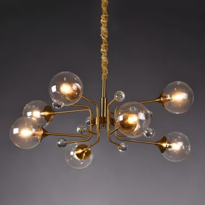 8-Light Mid-Century Modern Glass Globe Chandelier Image - 9