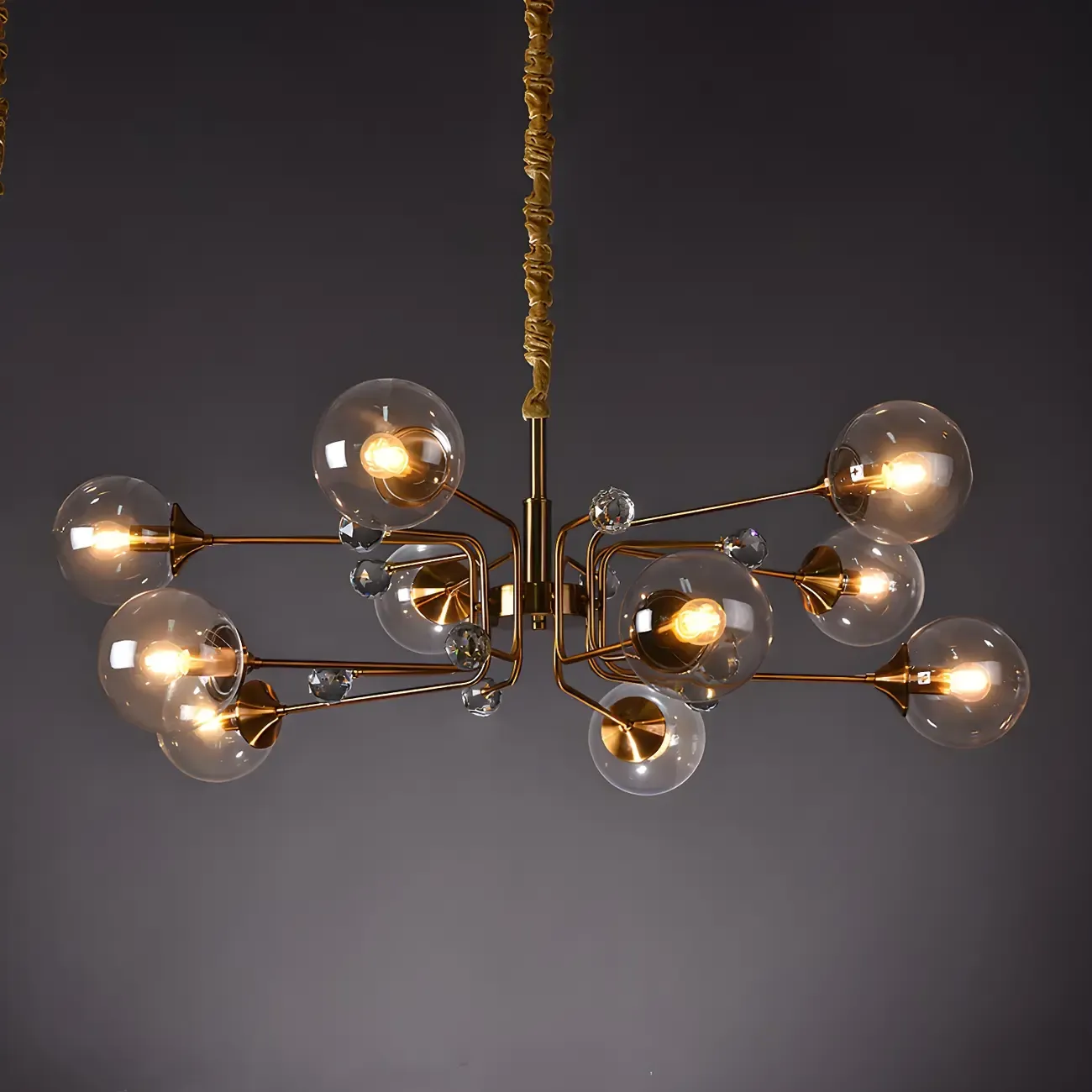 8-Light Mid-Century Modern Glass Globe Chandelier Image - 10