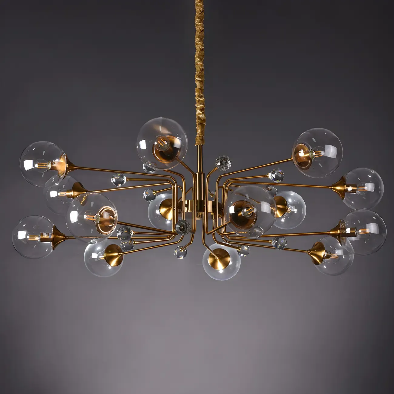 8-Light Mid-Century Modern Glass Globe Chandelier Image - 12
