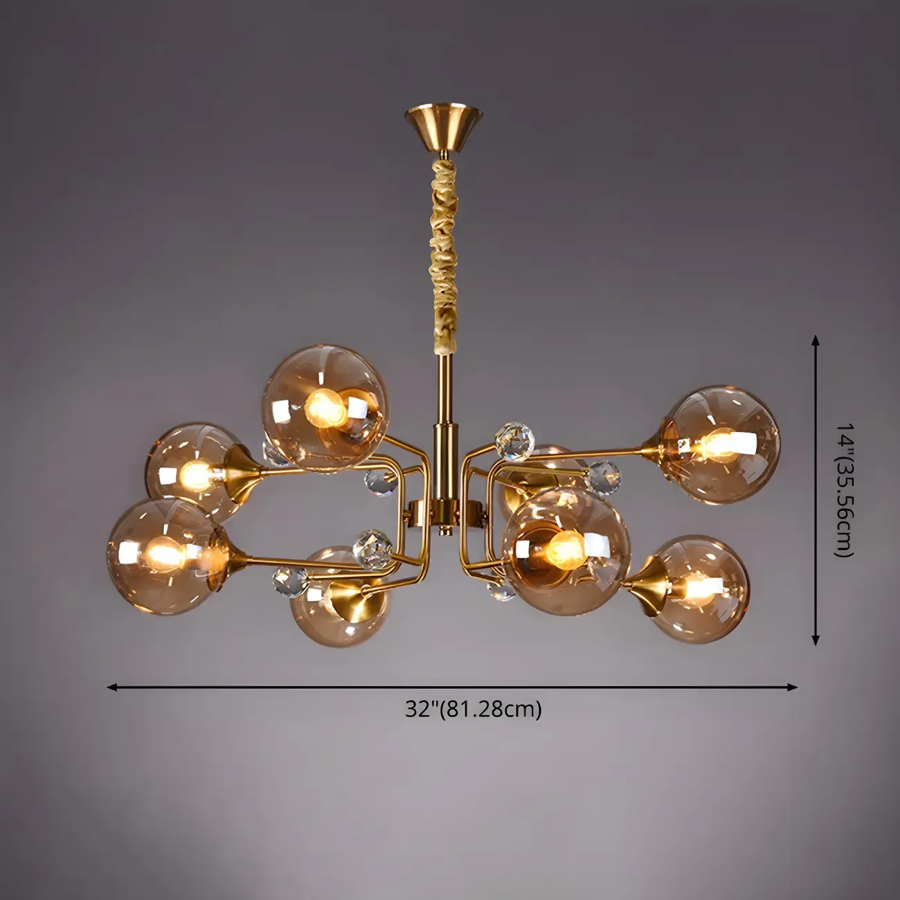 8-Light Mid-Century Modern Glass Globe Chandelier Image - 13