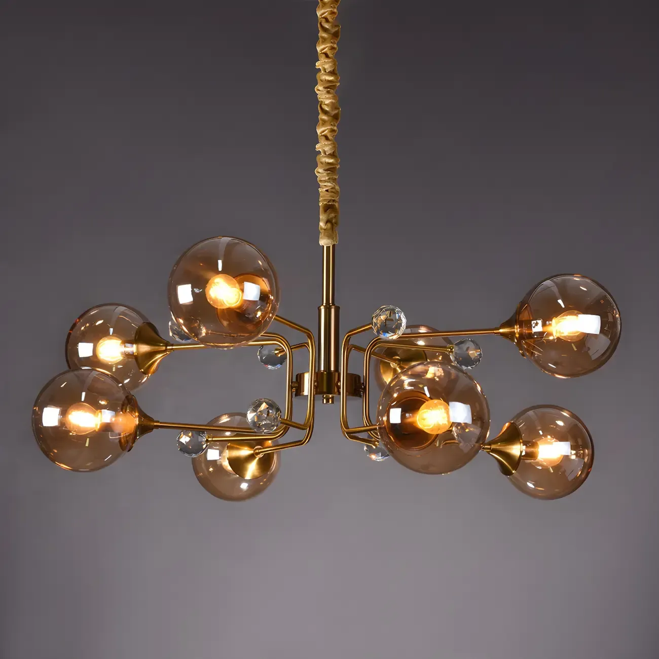 8-Light Mid-Century Modern Glass Globe Chandelier Image - 14
