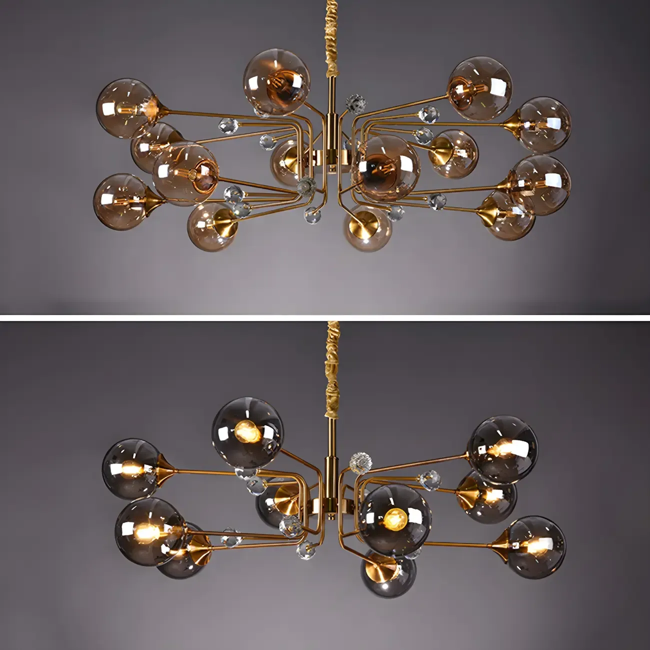 8-Light Mid-Century Modern Glass Globe Chandelier Image - 15