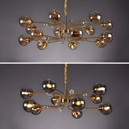 8-Light Mid-Century Modern Glass Globe Chandelier Image - 15