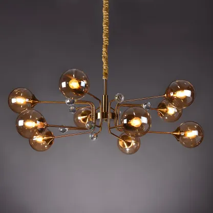 8-Light Mid-Century Modern Glass Globe Chandelier Image - 16