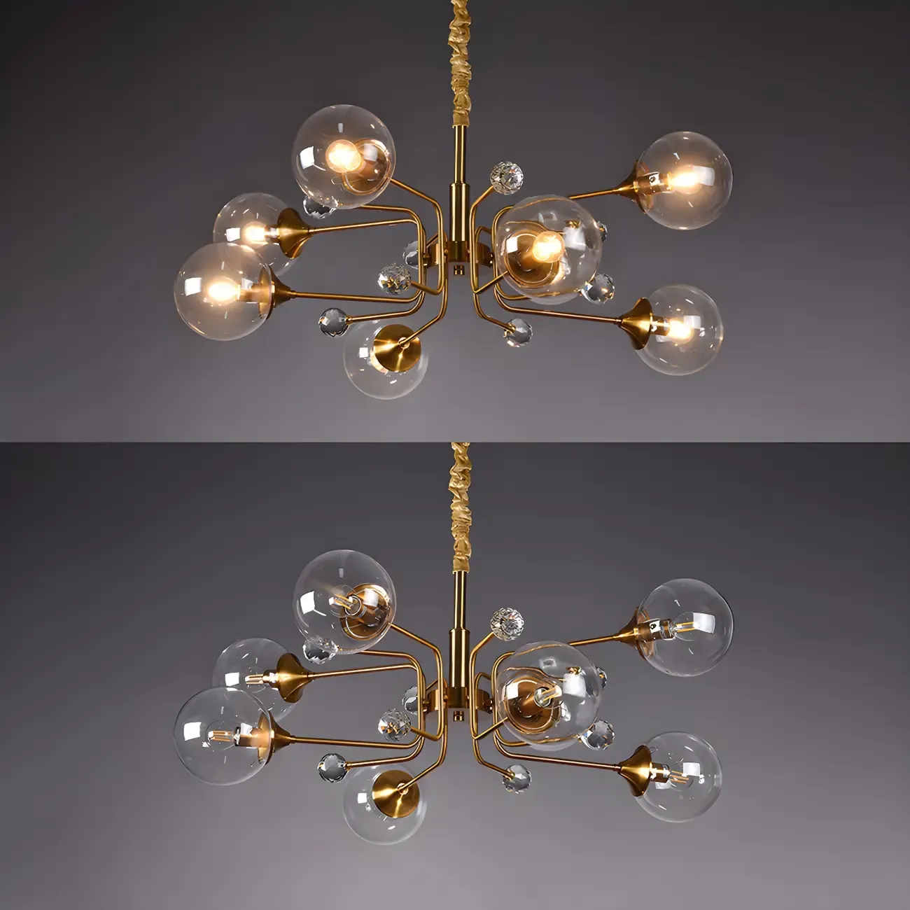 8-Light Mid-Century Modern Glass Globe Chandelier Image - 17