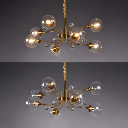 8-Light Mid-Century Modern Glass Globe Chandelier Image - 17