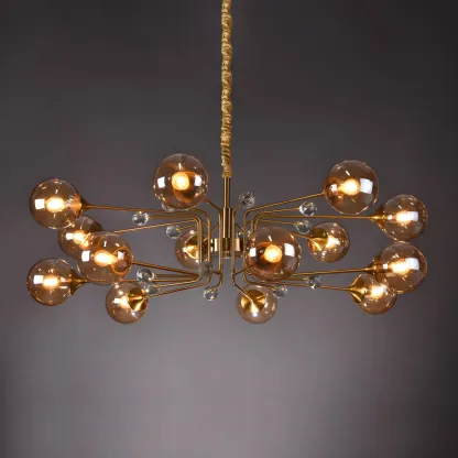 8-Light Mid-Century Modern Glass Globe Chandelier Image - 18