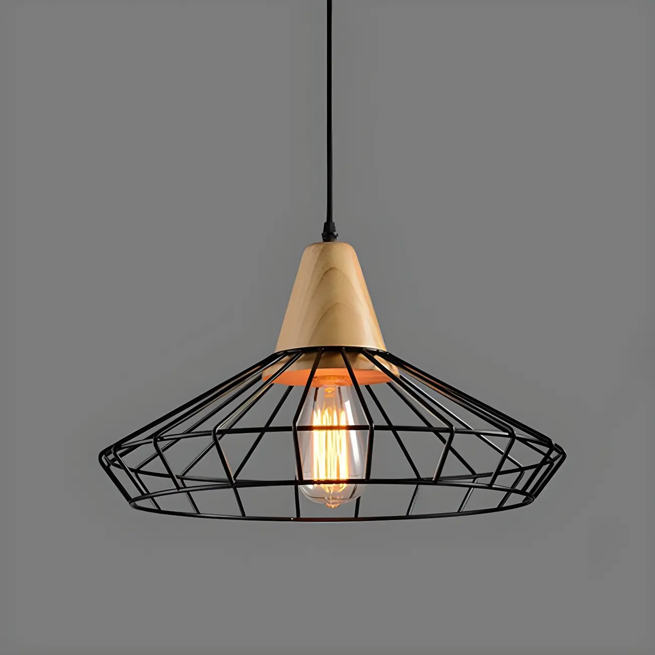 Industrial Black Caged Pendant Lamp for Kitchen Lighting | homeyfad