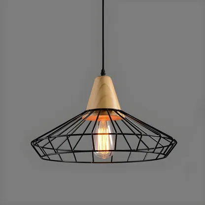 Industrial Black Caged Pendant Lamp for Kitchen Lighting