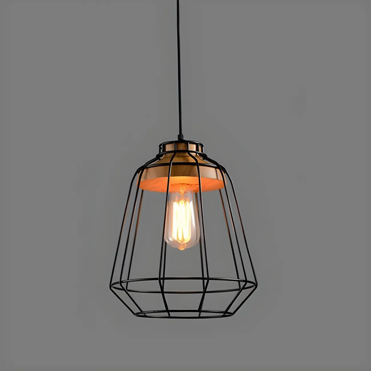Industrial Black Caged Pendant Lamp for Kitchen Lighting | homeyfad