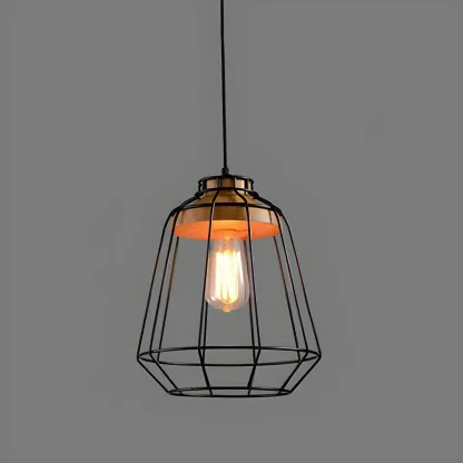 Industrial Black Caged Pendant Lamp for Kitchen Lighting