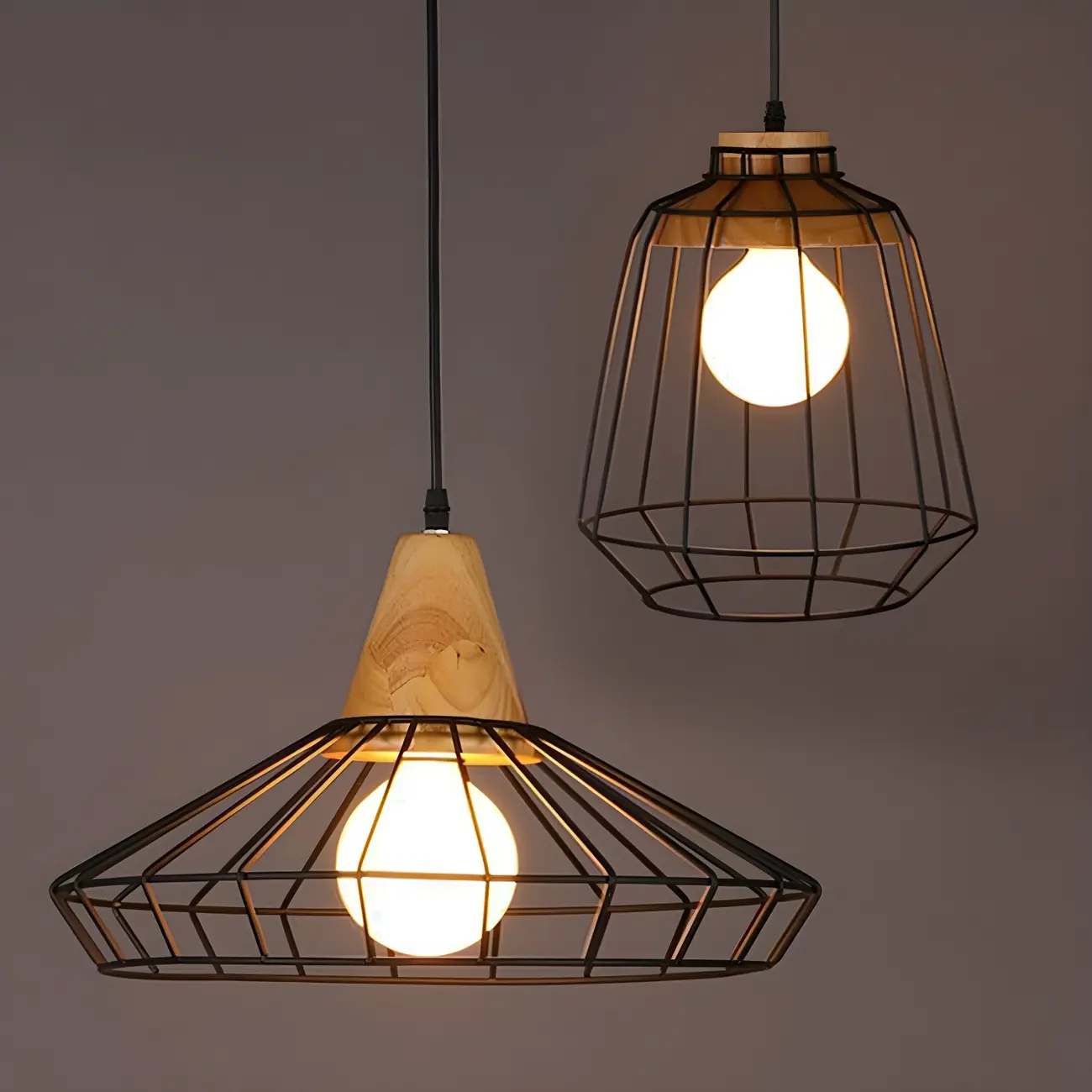 Industrial Black Caged Pendant Lamp for Kitchen Lighting | homeyfad