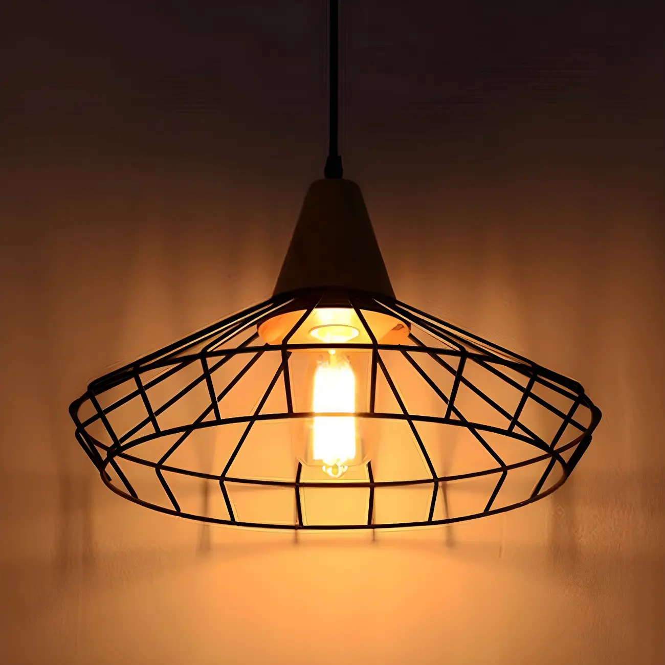 Industrial Black Caged Pendant Lamp for Kitchen Lighting | homeyfad