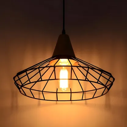 Industrial Black Caged Pendant Lamp for Kitchen Lighting