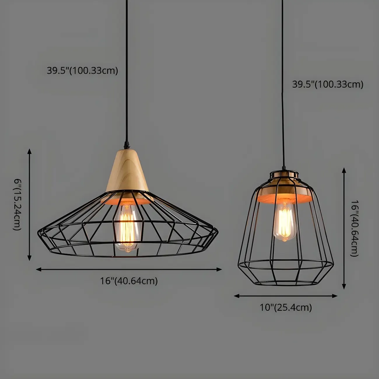 Industrial Black Caged Pendant Lamp for Kitchen Lighting