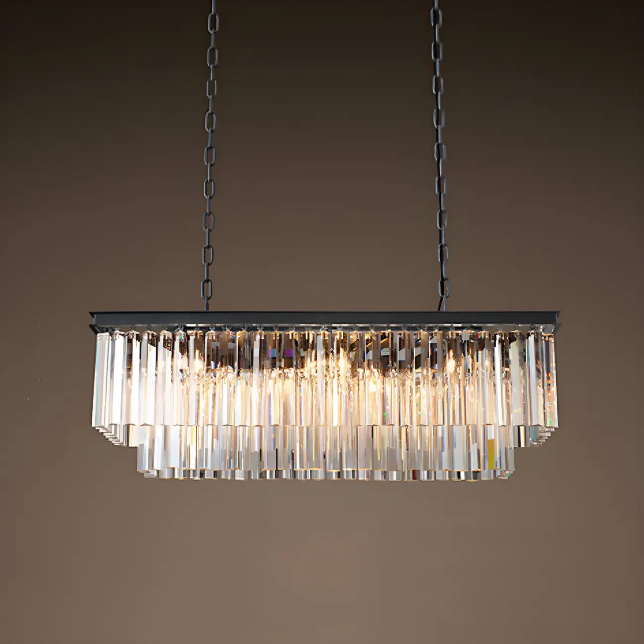 Modern Crystal Amber Linear Island Pendant Light for Kitchen Image - 4 | homeyfad