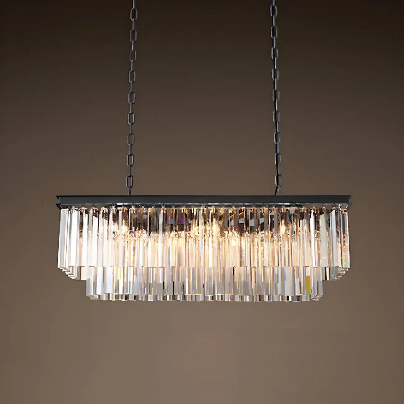 Modern Crystal Amber Linear Island Pendant Light for Kitchen Image - 4