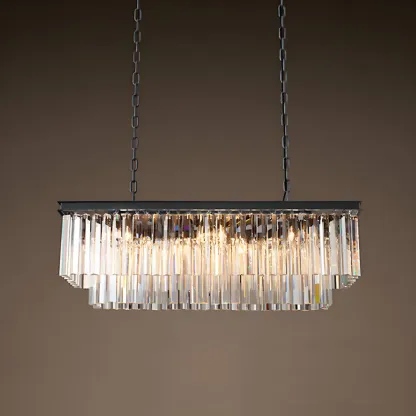 Modern Crystal Amber Linear Island Pendant Light for Kitchen Image - 4