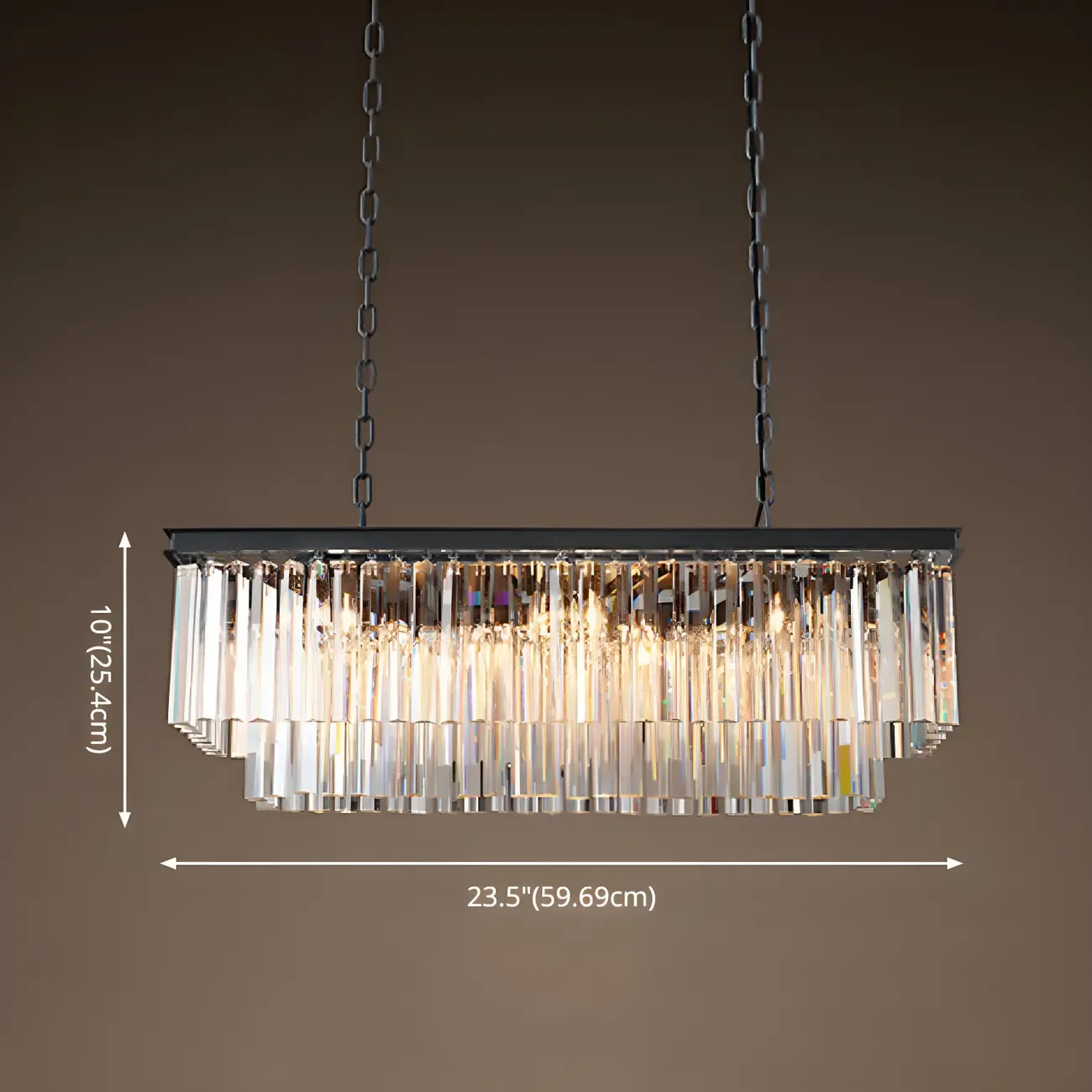 Modern Crystal Amber Linear Island Pendant Light for Kitchen Image - 7