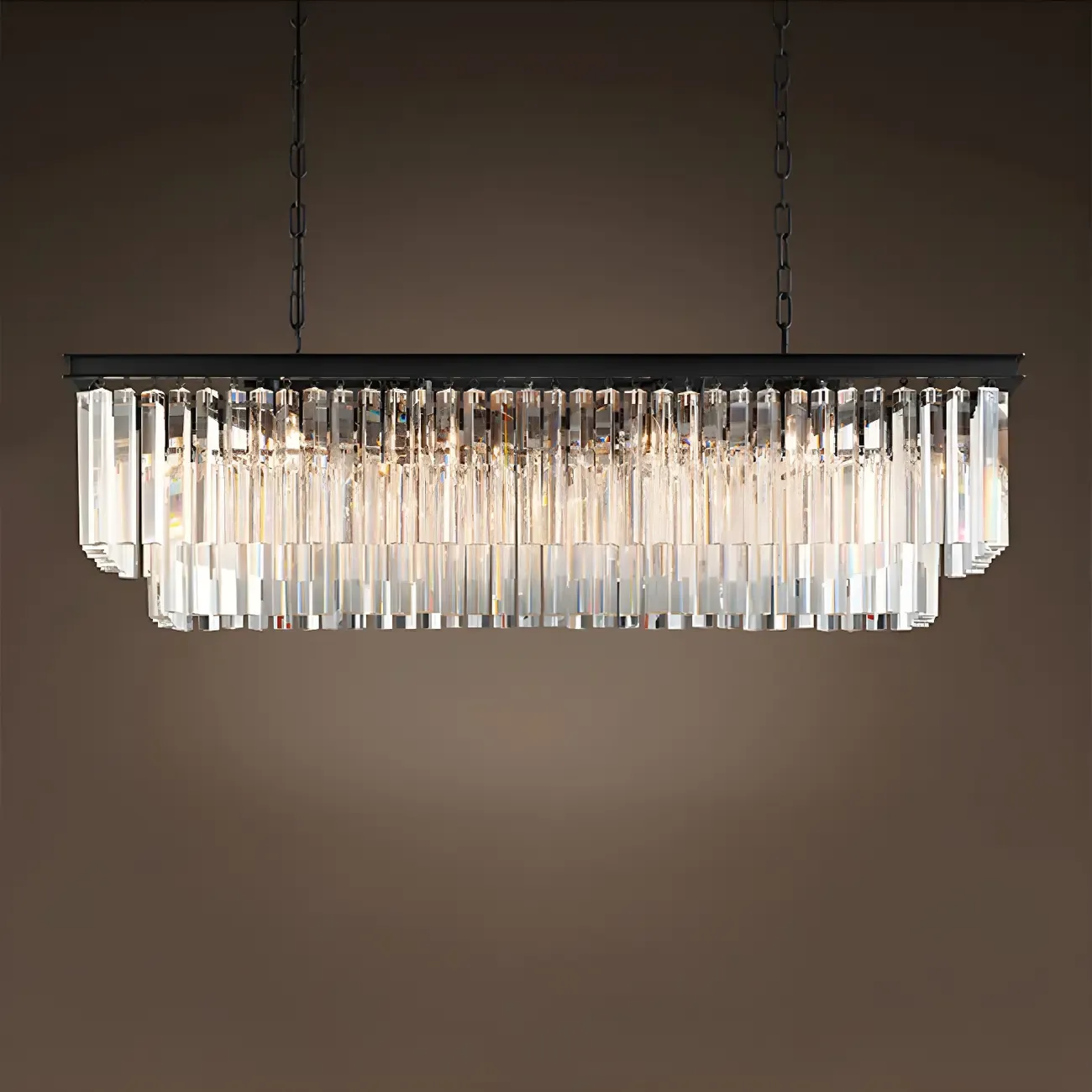 Modern Crystal Amber Linear Island Pendant Light for Kitchen Image - 8