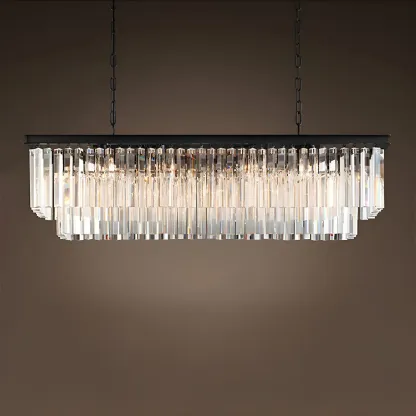 Modern Crystal Amber Linear Island Pendant Light for Kitchen Image - 8