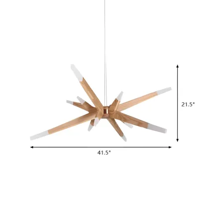 Wooden Starburst LED Chandelier Modern Minimalist Design Image - 4